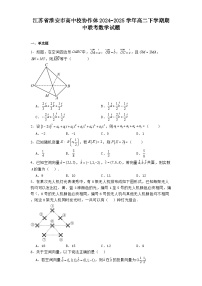江苏省淮安市高中校协作体2024−2025学年高二下学期期中联考 数学试题（含解析）