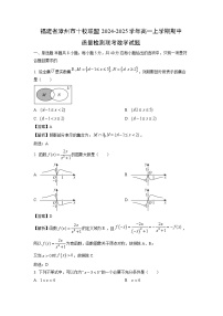 福建省漳州市十校联盟2024-2025学年高一上学期期中质量检测联考数学试题（解析版）