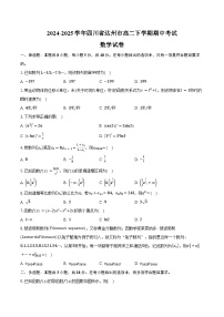 2024-2025学年四川省达州市高二下学期期中考试数学试卷（含答案）