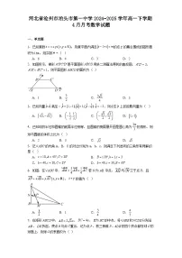 河北省沧州市泊头市第一中学2024−2025学年高一下学期4月月考 数学试题（含解析）