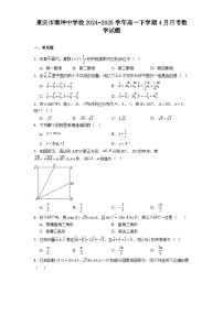重庆市南坪中学校2024−2025学年高一下学期4月月考 数学试题（含解析）