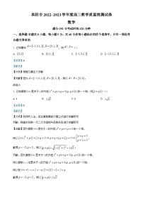 安徽省阜阳市2022-2023学年高三上学期期末教学质量统测数学试题（解析版）