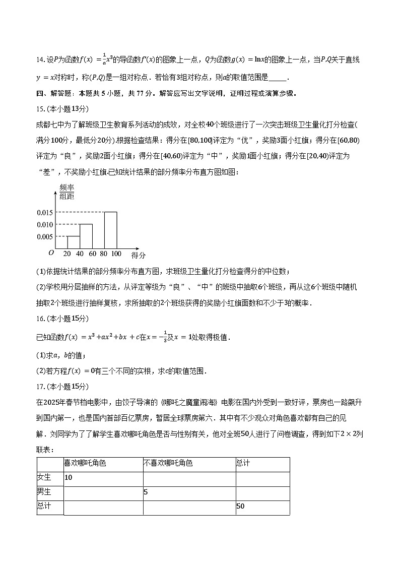 2024-2025学年山东省青岛市青岛第十七中学高二下学期期中数学试卷(含答案)第3页