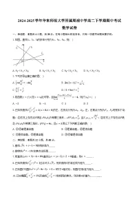 2024-2025学年上海市华东师范大学附属周浦中学高二下学期期中考试数学试卷(含答案)
