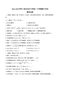 2024-2025学年上海市进才中学高一下学期期中考试数学试卷（含答案）