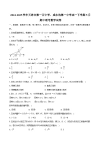 2024-2025学年天津市第一百中学、咸水沽第一中学高一下学期5月期中联考数学试卷（含答案）