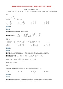 湖南省长沙市2024_2025学年高二数学上学期10月月考试题含解析