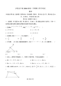 四川省泸州市泸县第五中学2024-2025学年高一下学期5月月考数学试卷(Word版附解析)