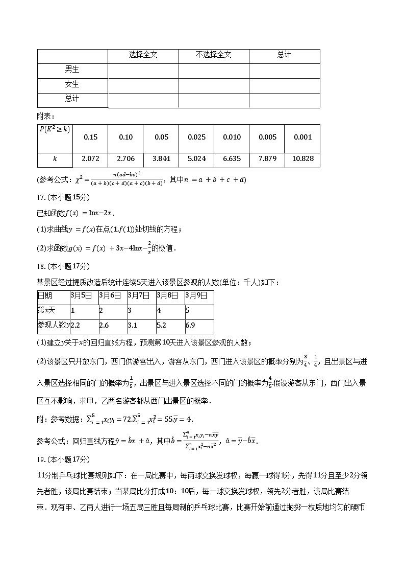 2024-2025学年河南省项城市第三高级中学高二下学期期中考试数学试卷(含答案)第3页