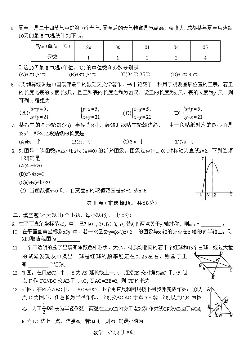 2025年四川省高中阶段教育学校统一招生暨初中学业水平考试数学模拟试卷(中考模拟)第2页