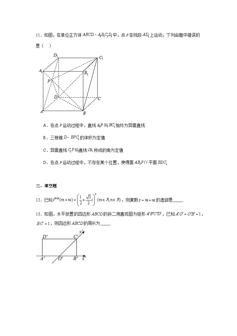广东省惠州市惠阳区泰雅实验学校2024-2025学年高一下学期5月 数学月考模拟卷(含解析)第3页