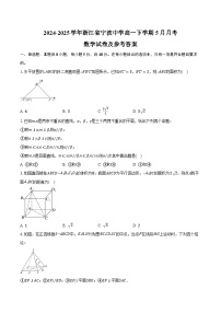 2024-2025学年浙江省宁波中学高一下学期5月月考数学试卷及参考答案