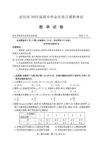 武汉市2025届高中毕业生四月调研考试数学试卷【含答案】