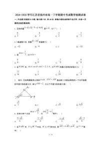 2024~2025学年江苏扬州高一下册期中考试数学检测试卷