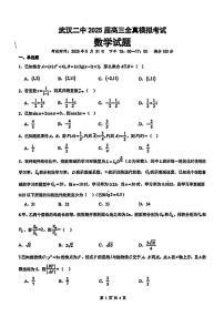 湖北省武汉市第二中学2025届高三下学期5月全真模拟考试数学试题(含答案）
