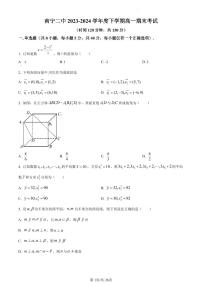 数学-广西壮族自治区南宁市第二中学2023-2024学年高一下学期7月期末考试试题和解析