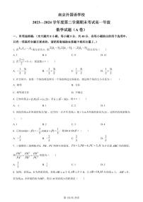 数学-江苏省南京外国语学校2023-2024学年高一下学期6月期末考试试题（A卷）含解析