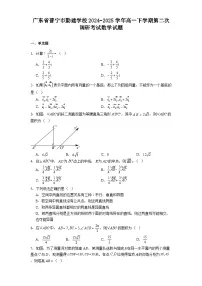 广东省普宁市勤建学校2024−2025学年高一下学期第二次调研考试 数学试题（含解析）