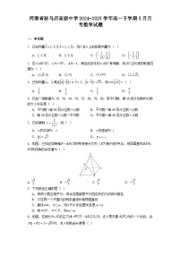 河南省驻马店高级中学2024−2025学年高一下学期5月月考 数学试题(含解析)