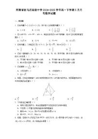 河南省驻马店高级中学2024−2025学年高一下学期5月月考 数学试题(含解析)