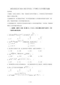 湖北省武汉市2024-2025学年高二下学期5月月考数学试题（附答案）