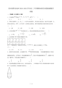 贵州省黔东南州2024-2025学年高二下学期期末教学质量检测数学试题(附答案)