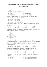 山东省烟台市牟平第一中学2024−2025学年高一下学期5月月考 数学试题（含解析）