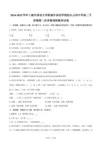 上海外国语大学附属外国语学校松江云间中学2024-2025学年高二（下）第二次学情调研数学试卷（含答案）