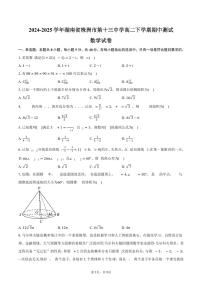 湖南省株洲市第十三中学2024-2025学年高二（下）期中测试数学试卷（含答案）