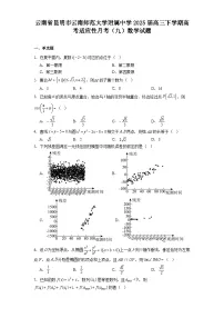 云南省昆明市云南师范大学附属中学2025届高三下学期高考适应性月考(九) 数学试题(含解析)