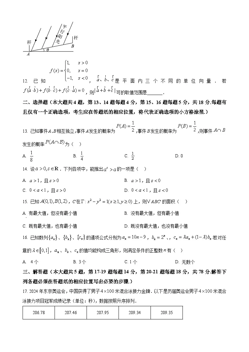 2025年高考上海卷数学真题(原卷版)第2页