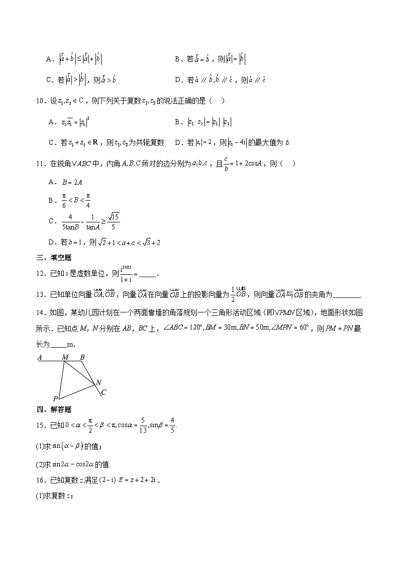 黑龙江省齐齐哈尔市联谊校2024-2025学年高一下学期4月期中考试数学试卷(Word版附解析)第2页