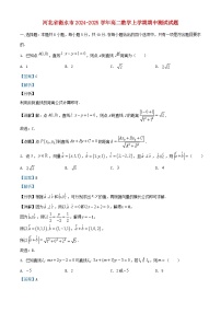 河北省衡水市2024_2025学年高二数学上学期期中测试试题含解析