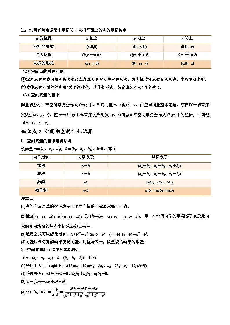 (暑假班-基础班)2025年人教A版高二数学暑假讲义第07讲 空间向量及其运算的坐标表示+课后巩固练习+随堂检测(教师版)第2页
