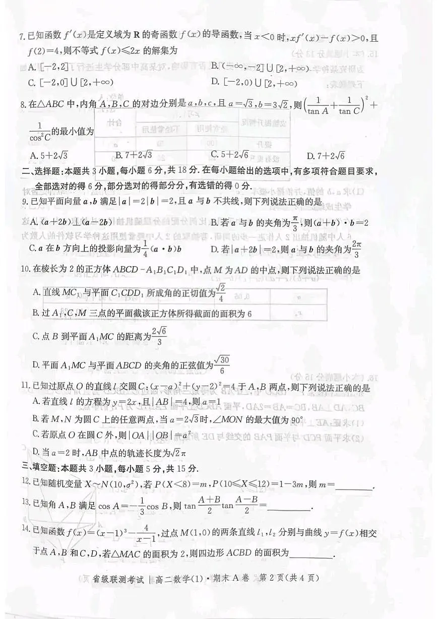 河北省涉县第一中学2024-2025学年高二下学期6月期末考试数学试题(含答案)第2页