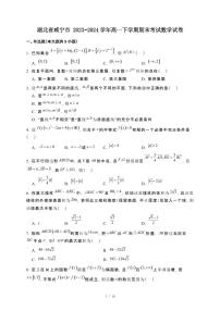 湖北省咸宁市2023~2024学年高一下册期末考试数学试卷【附解析】