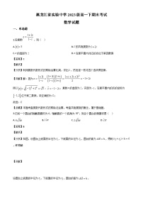 黑龙江哈尔滨黑龙江实验中学2023~2024学年高一下册期末考试数学试卷[附解析]