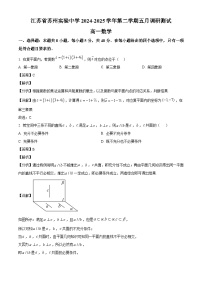 江苏苏州高新苏州实验中学（本部）2024~2025学年高一下册5月月考数学试卷[附解析]
