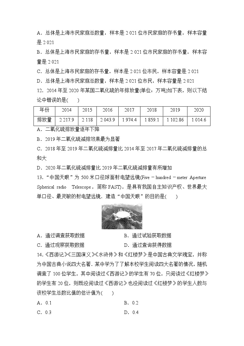 苏教版高一下册数学必修第二册-14.1 获取数据的基本途径及相关概念-同步练习【含答案】第3页