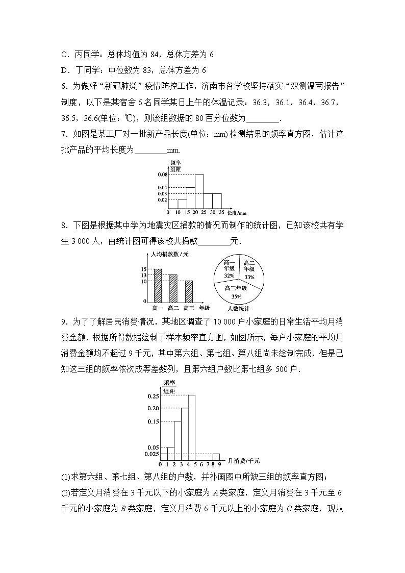 苏教版高一下册数学必修第二册-第14章统计章末复习训练【含答案】第2页