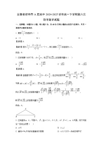 安徽省蚌埠市A层高中2024-2025学年高一下第六次联考数学试卷（解析版）