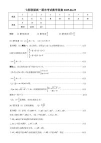 湖北省部分重点高中2024-2025学年高一下学期期末考试数学试卷（PDF版附答案）