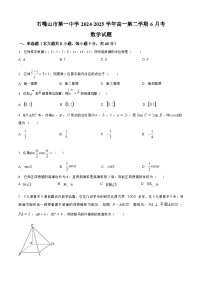 宁夏回族自治区石嘴山市第一中学2024-2025学年第二学期高一6月月考 数学试题（含答案）