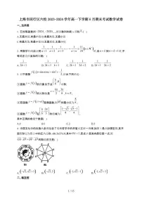 上海市闵行区六校2023-2024学年高一下学期6月期末考试 数学试卷(含解析)