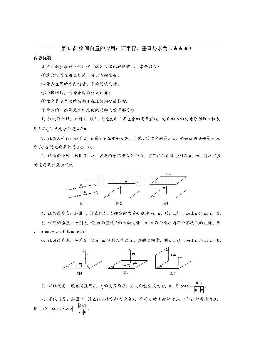 第2节 空间向量的应用:证平行、垂直与求角(方法册+习题册)第1页