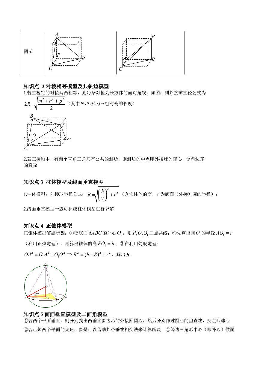 复习05 几何体的外接球与内切球(八大考点)(原卷版)第2页