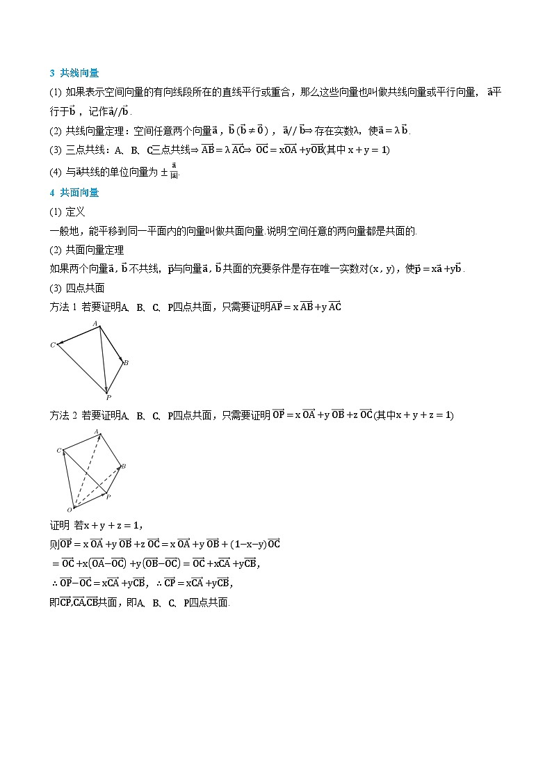 人教A版选择性必修第一册高二数学上册同步题型专练 第01讲 空间向量及其运算(原卷版)第2页