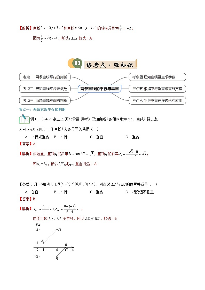 第03講 兩條直線的平行與垂直(2知識(shí)點(diǎn)+6考點(diǎn)+過關(guān)檢測(cè))(解析版)第3頁