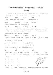 2024-2025学年湖南省长沙市地质中学高一（下）期末数学试卷（含解析）