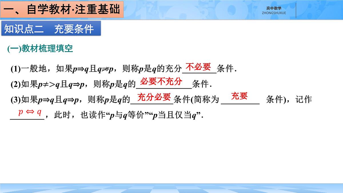 人教B版高中数学必修1 1-2-3《充分条件、必要条件》课件第8页